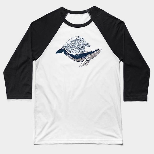 Whale Ocean Baseball T-Shirt by giantplayful